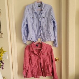 Jones New York Pink & Blue Linen Jackets - Bundle Or Separate